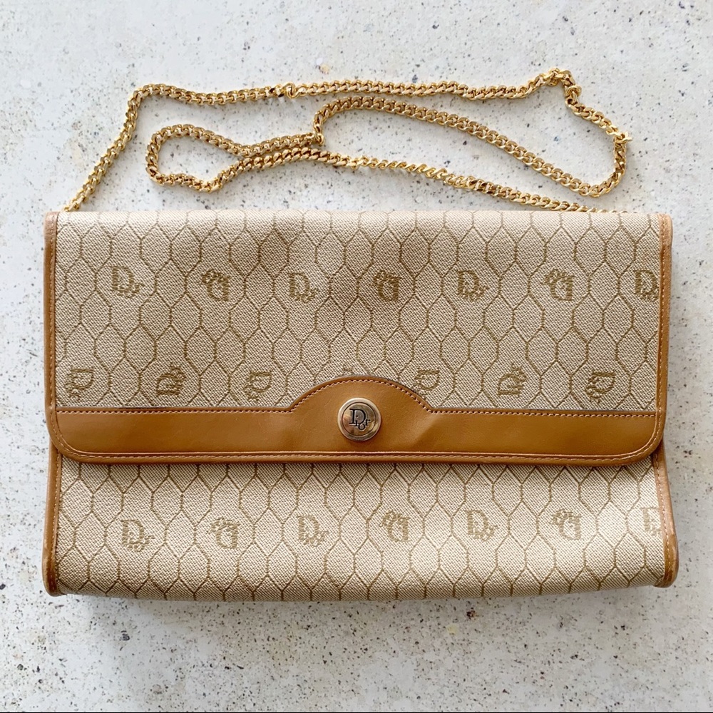 🌾 VINTAGE DIOR Logo Honeycomb Convertible Bag